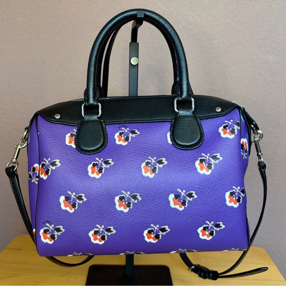 Coach Mini Bennett Satchel in Purple Floral Print – Like New - Picture 5 of 11